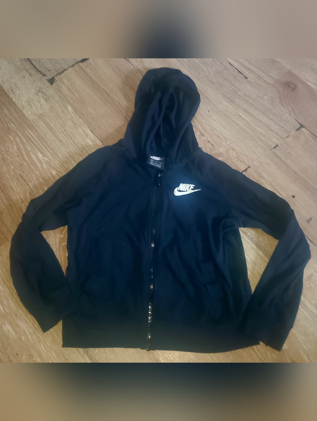 Juniors Nike Black Zip-Up Hoodie With Subtle White Logo